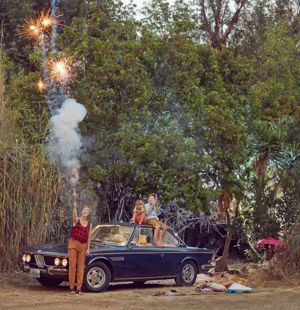 Christine Brit and Kallean with their 1973 BMW 3 0 CSi Silver Lake Los Angeles