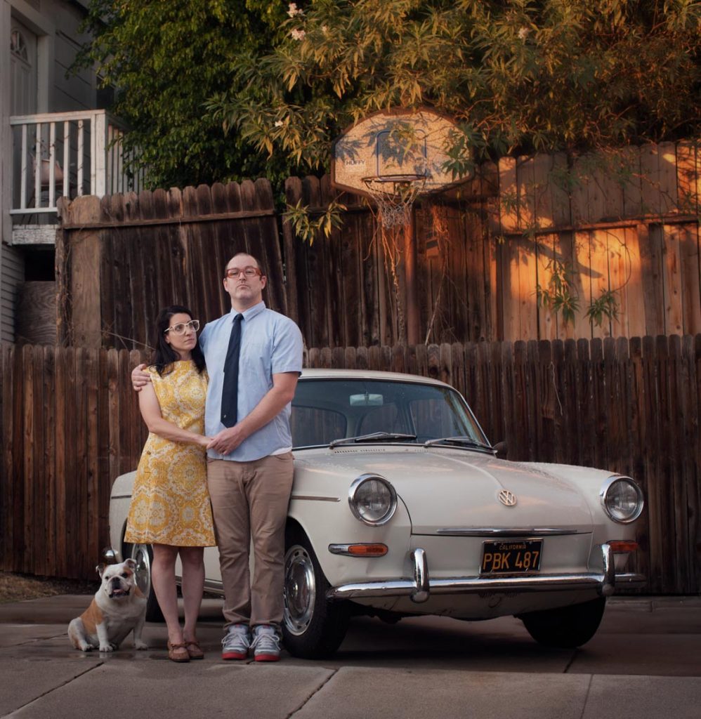 Emily Shur Isac Walter and the Baroness with their 1964 Volkswagen 1500s Notchback Echo Park Los Angeles