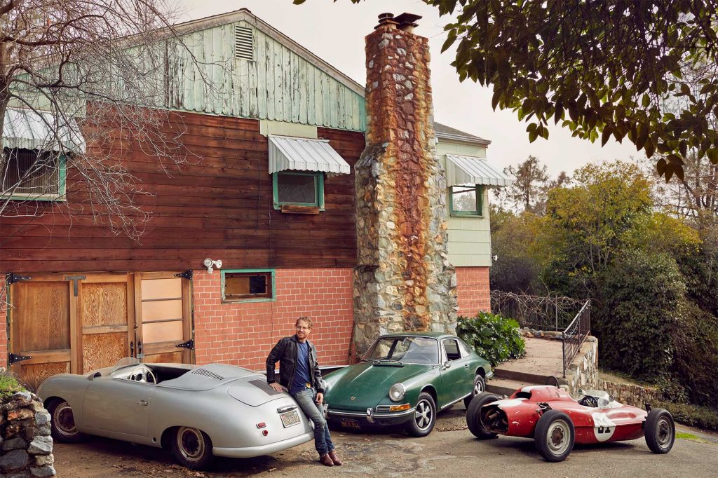 Matt Hummel with his 1952 Porsche 356 Cabriolet 1966 Porsche 912 and 1964 Beach Formula Vee Auburn California