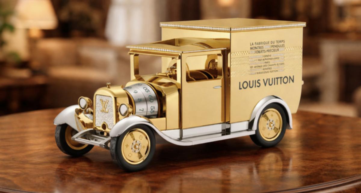 pendule horlogere Louis Vuitton La Camionnette en aluminium jaune safran