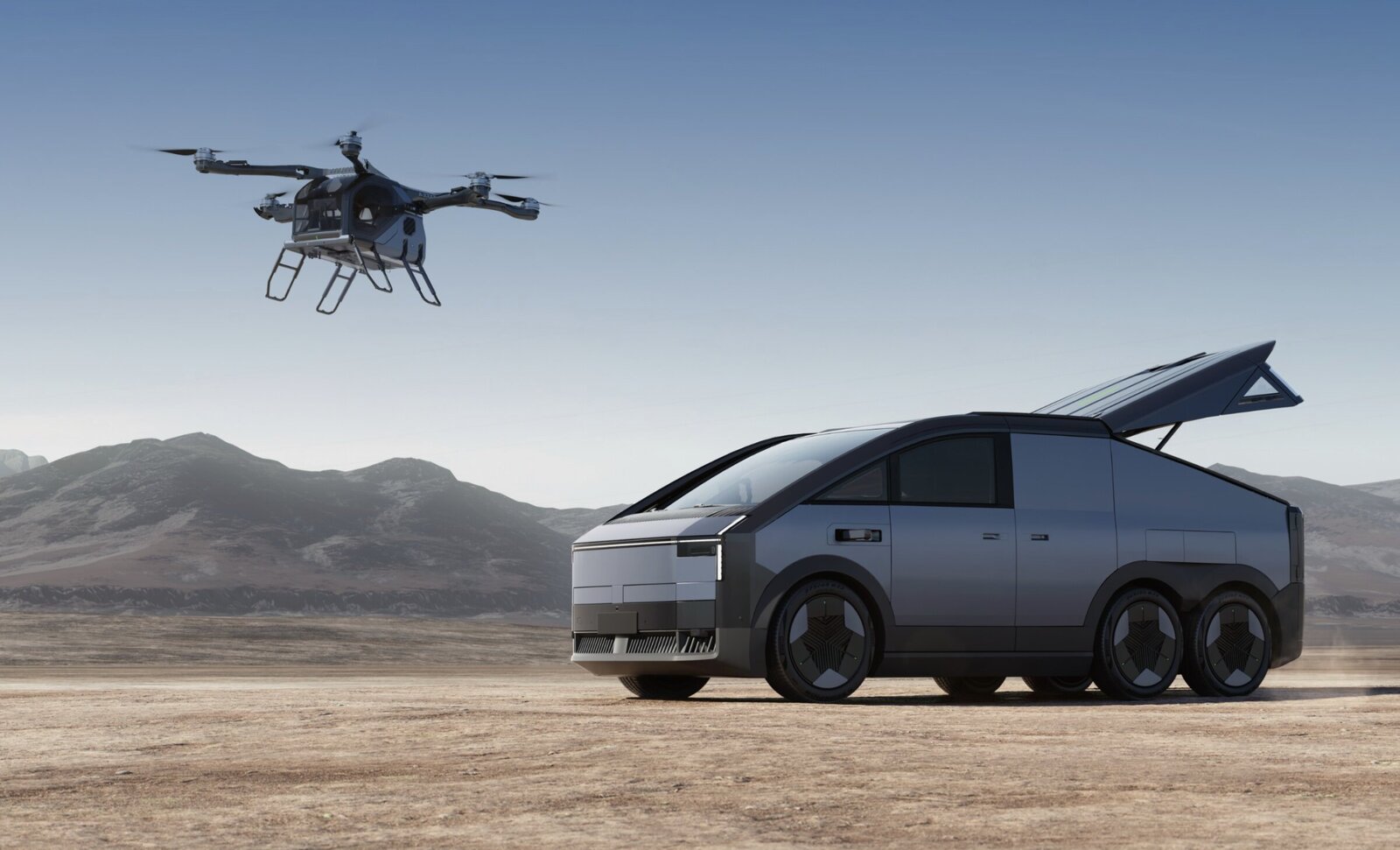 pick up tout terrain et drone electrique XPeng He Xiaopeng Land Aircraft Carrier