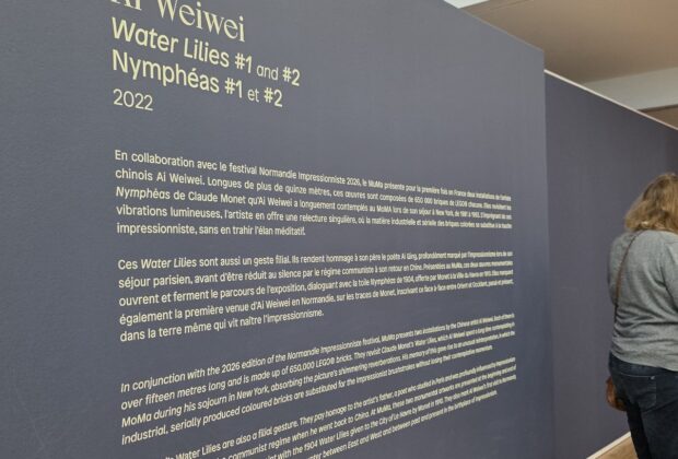 Panneau de présentation des Water Lilies d’Ai Weiwei au MuMa
