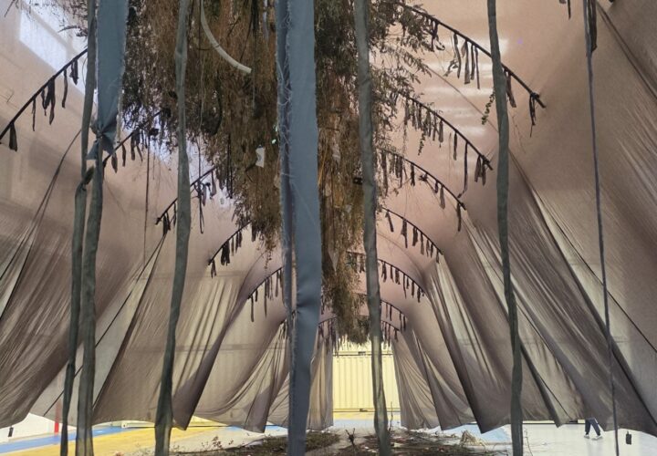 Installation de Laure Prouvost présentée aux Grandes Locos pendant la Biennale de Lyon 2026.