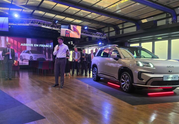 presentation officielle de la marque GAC a Paris avec les modeles electriques Aion UT et Aion V