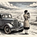 Ford V8 Bonnie et Clyde sur une route du Midwest